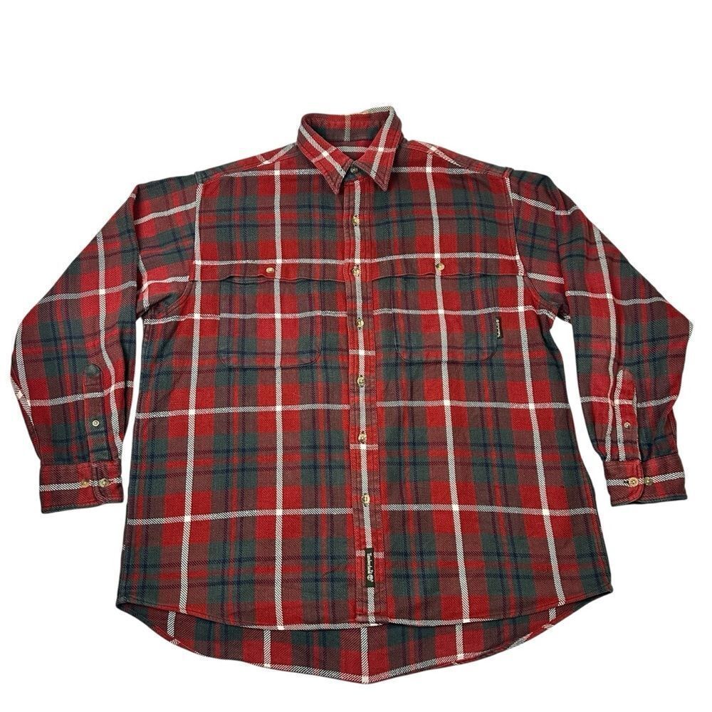 Timberland Shirt Jacket Mens M Green Plaid Button Up Vintage Outdoors Heavy 90s